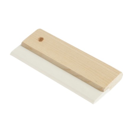 Rubber tundra spatula, white, with a wooden handle, 150 mm