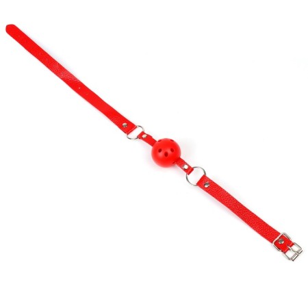 Gag BDSM Oka-hips, classic, adjustable belt, PU, ​​ABS, 500 x 45 mm, red-5
