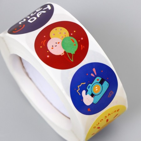 Sticker Paper "Happy moments" d = 2.5 cm 500 pcs in a roll 3x6.5x6.5 cm-2