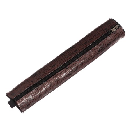 Penal-tubus for brushes, soft, 355 x 65 mm, 7k37, leatherette, reptile print, half-material, brown-1