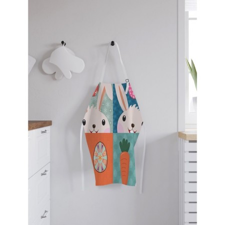 Apron kitchen with a photo print "Easter hares", adjustable, size OS-1