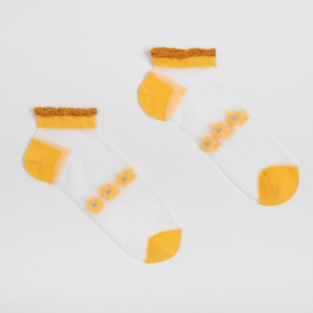 Women's socks glass minku "flowers", yellow color, size 35-37 (23 cm)-2