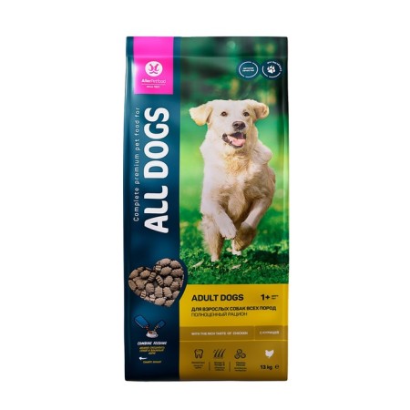Сухой корм "ALL DOGS" для взрослых собак, курица, 13 кг-5