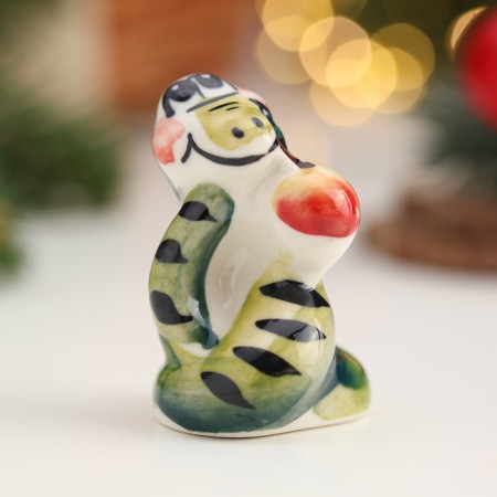 Souvenir "Snake with an apple", gzhel, color, 5.5x4 cm