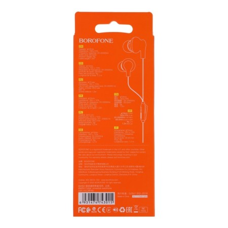 Headphones Borofone BM59 Collar, vacuum, microphone, jack 3.5 mm, cable 1.2 m, white-3