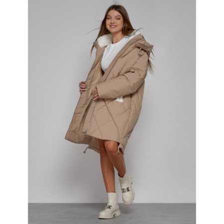 Coat insulated winter female, size 42, color light brown-10