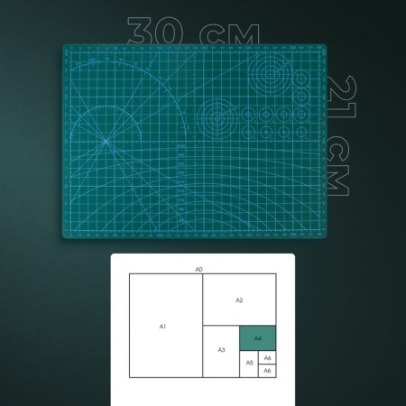 Mat for cutting, three -layer, 30 × 21 cm, A4, green color-1