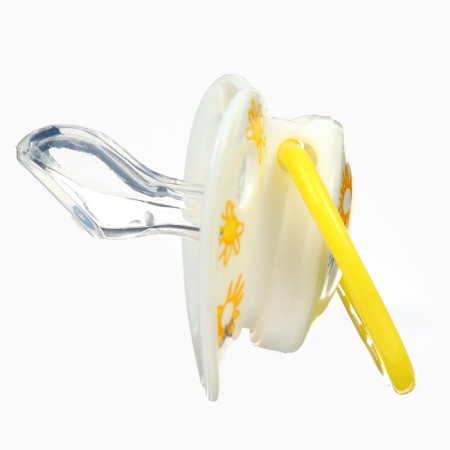 Set: nipple - dummy with the holder "flowers", orthodontic, +6 months, yellow color-3
