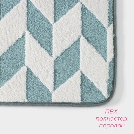 Bath and toilet rug of Dolyan "Rally", 40 × 60 cm, turquoise color-2