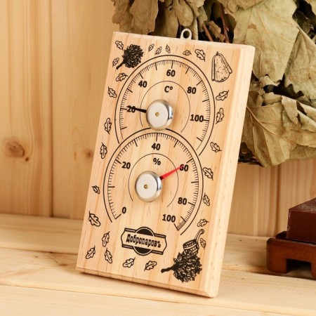 Thermometer-gigrometer "with a light steam", wood