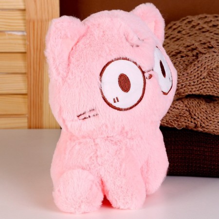 Soft toy "cat" with glasses, 20 cm, pink color-1