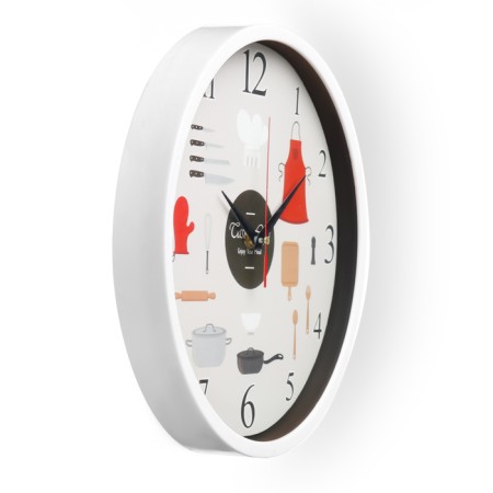 Wall clock, series: kitchen, "kitchen appliances", smooth move, d-30 cm, white-1