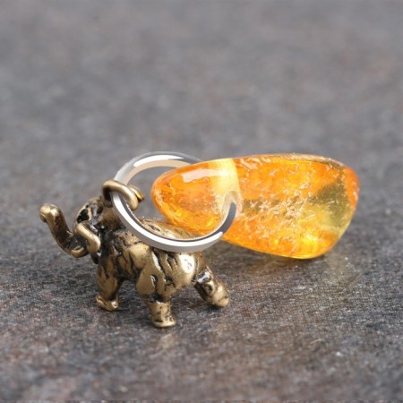 Talisman keychain "Elephant", natural amber-6