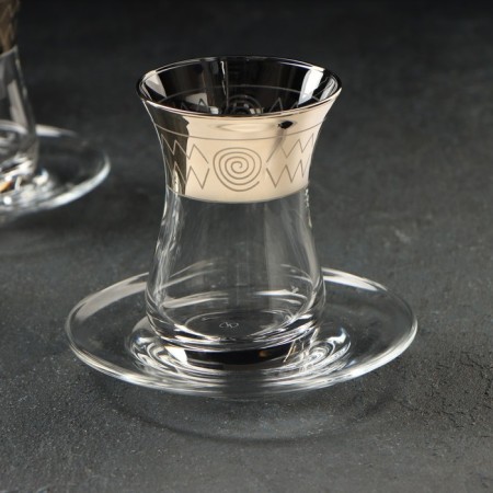 Tea Service "Egypt", 12 objects: a tea glass 160 ml, 6pcs, a saucer, 6pcs, with gold spraying-2