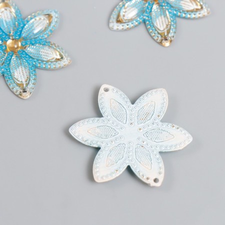 Decor for creativity plastic "Crystal flower" Blue 3x3 cm-1