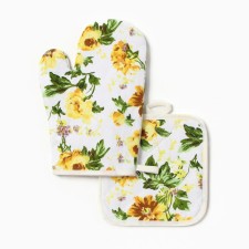 Kitchen set 2 pr. Dolyana flowers yellow. Group 17*17cm, mittens-seging 26*16cm, 100%HL