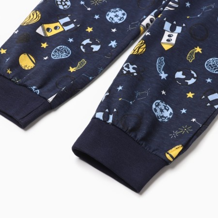 Pajamas for a boy (longshit/trousers), dark blue color/space, height 104 cm-4