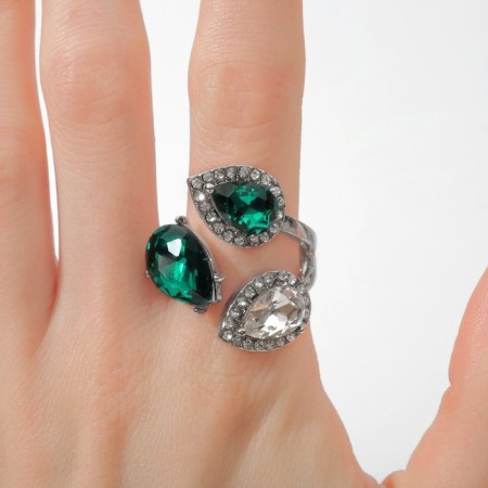 Ring "Jewelry" drop of trio, white-idle color in silver, dimensionless-4