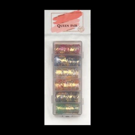 A spider web with a foil for decor, 6 pcs, in a plastic organizer, colorful/golden color-5