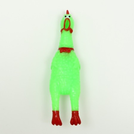 Toy squeak "thoughtful chicken" small for dogs, 16.5 cm, bright green-1