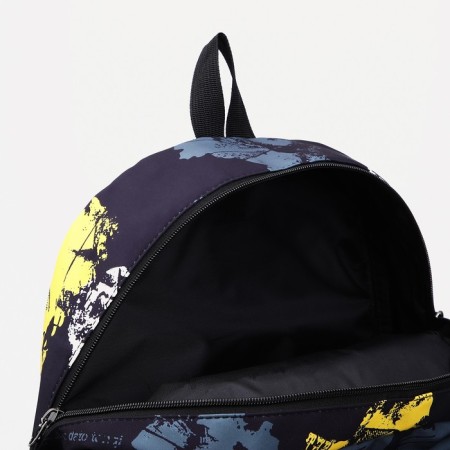 Youth backpack from textiles with a zipper, 4 pockets, black/yellow color-3
