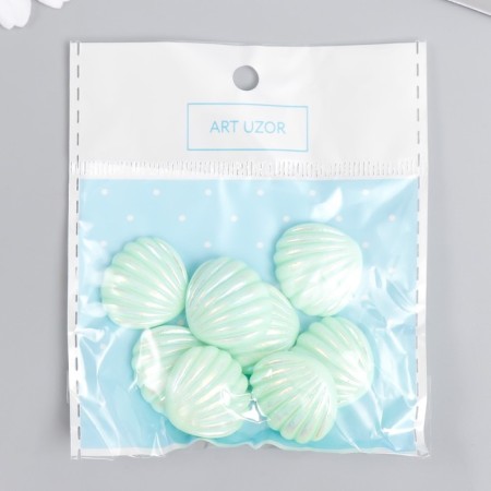 Decor for creativity plastic "Broke with mother of pearl" pistachio 1.8x2 cm-3