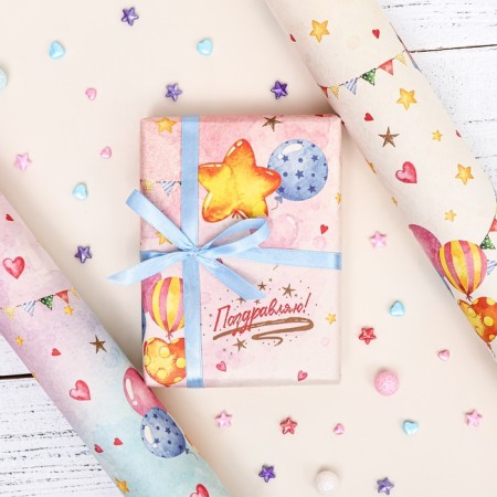 Packaging paper, craft "Mood Holiday", 70x100 cm, 1 sheet
