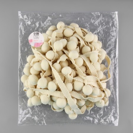 Decorative braid with pompons, 35 ± 5 mm, 9.1 ± 0.5 m, beige color-2