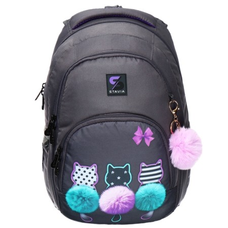 Youth backpack, 42 ​​x 31 x 13 cm, ergonomic back, Stavia "Fluffies", gray-2
