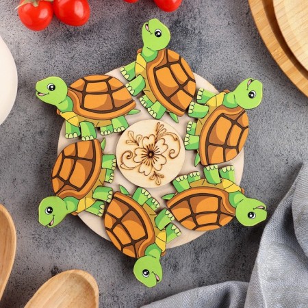 Hot "turtle" stand, 20x20cm, mix of wood