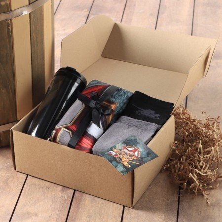 Set of Gift "Tank" blanket, socks, glass