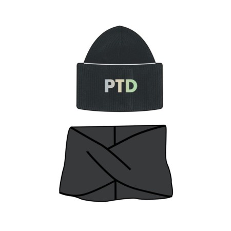 Knitted set for girls: hat and snood, size 54, black color-1