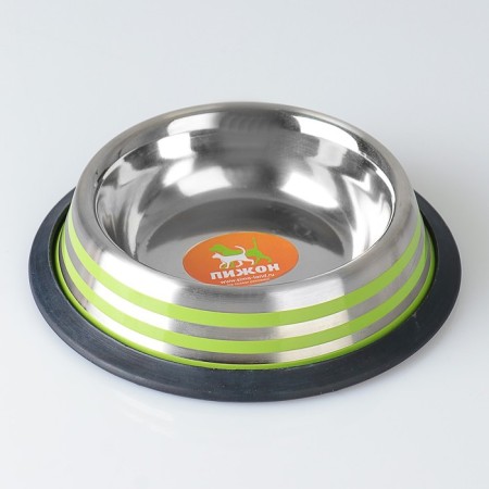 A bowl with a non -slip base with colored stripes, 230 ml, green-1