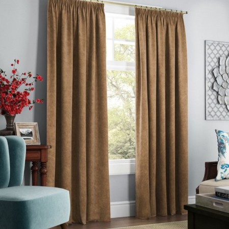 Set of curtains "Soft", size 145 x 270 cm - 2 pcs, grab - 2 pcs, brown color