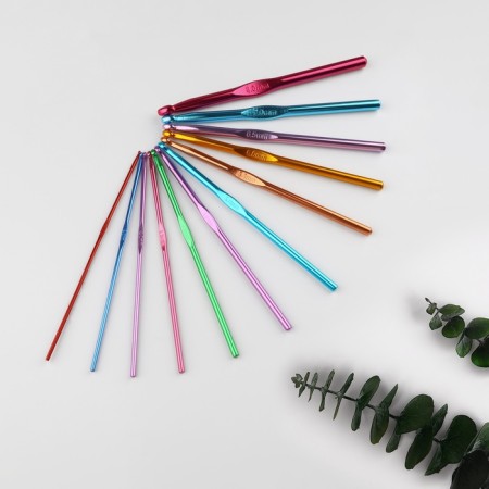 A set of hooks for knitting, d = 2-8 mm, 14.5 cm, 12 pcs, color colorful color-5