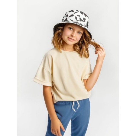 Children's jump (T-shirt, trousers), height 116-122 cm, cream color, blue-3
