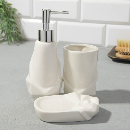 Set: dispenser, glass, soap dish "white"-1