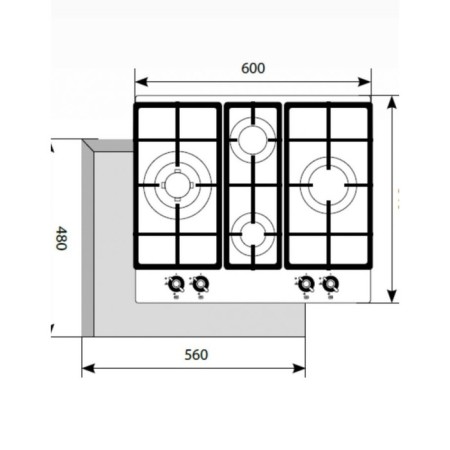 The hob Lex GVG 643c Bl, gas, 4 burners, cast -iron gratings, black glass-2