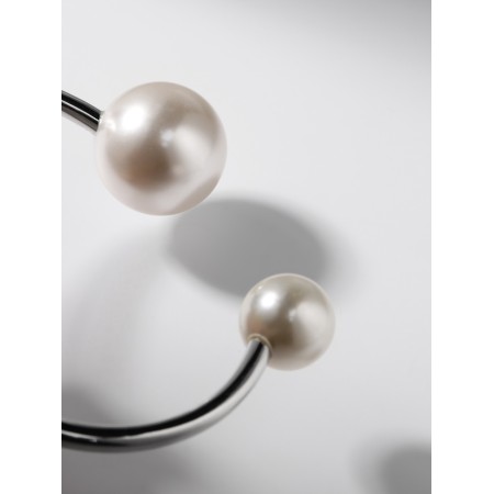 Bracelet Cuff "Pearl", metal, color silver-5