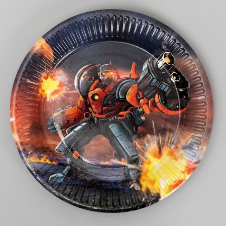 Disposable paper plate "Robot", 18 cm-2