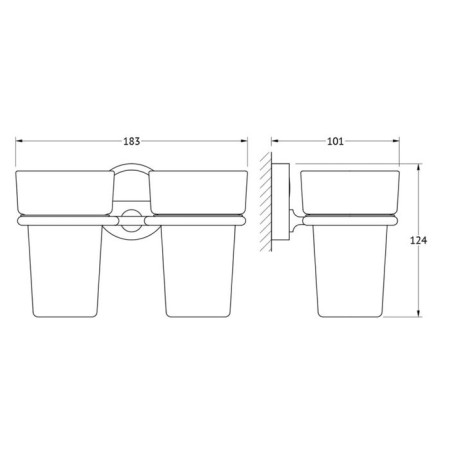 Holder with two glasses, matte crystal, chrome, fbs-1