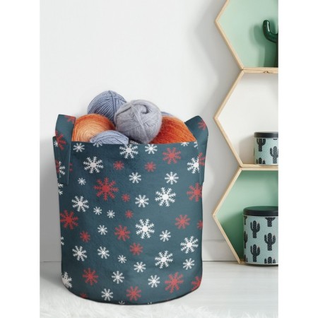 Textile bag “Snowflakes on a blue background”, for storing things and toys, size 30x30 cm, 18.9 liters