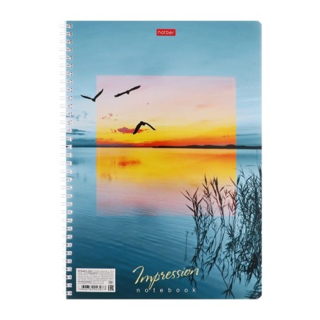 A4 notebook, 80 sheets in a cage on the crest Impressions, cover coated cardboard, selective varnish, hard substrate, mix-6