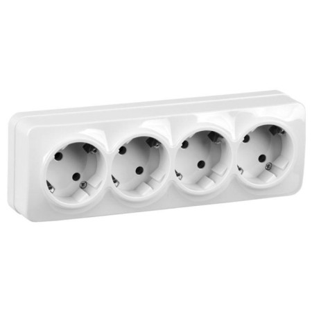 IEK ERH41-K01-16 GLORY, OP, 4 sockets, 16A, with grounding, white color