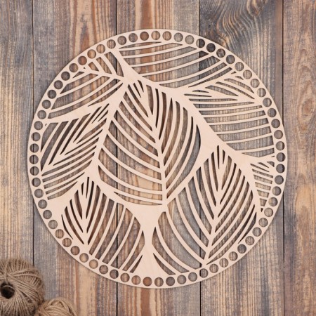 Round billet for knitting, leaves, plywood 29.5cm, D 10 mm