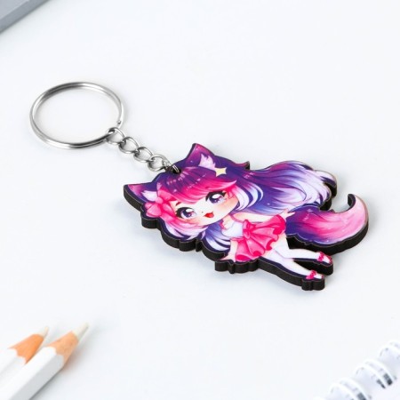 Key keychain wooden anime "with ears"-2