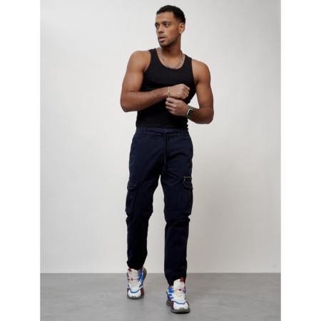 Cargo jeans men, size 44, dark blue color-8