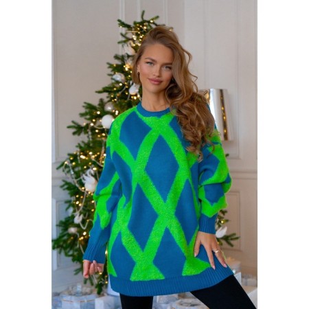 Female jumper, size 42-48, blue, green color