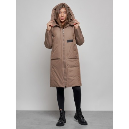 Coat insulated winter female, size 44, brown color-4