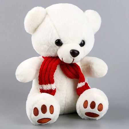 Soft toy "Bear in a scarf", white color-4